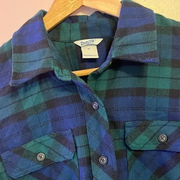 Duluth Trading Co Heavyweight Flannel Plaid Button Down Shirt Cabincore Medium - Picture 2 of 8